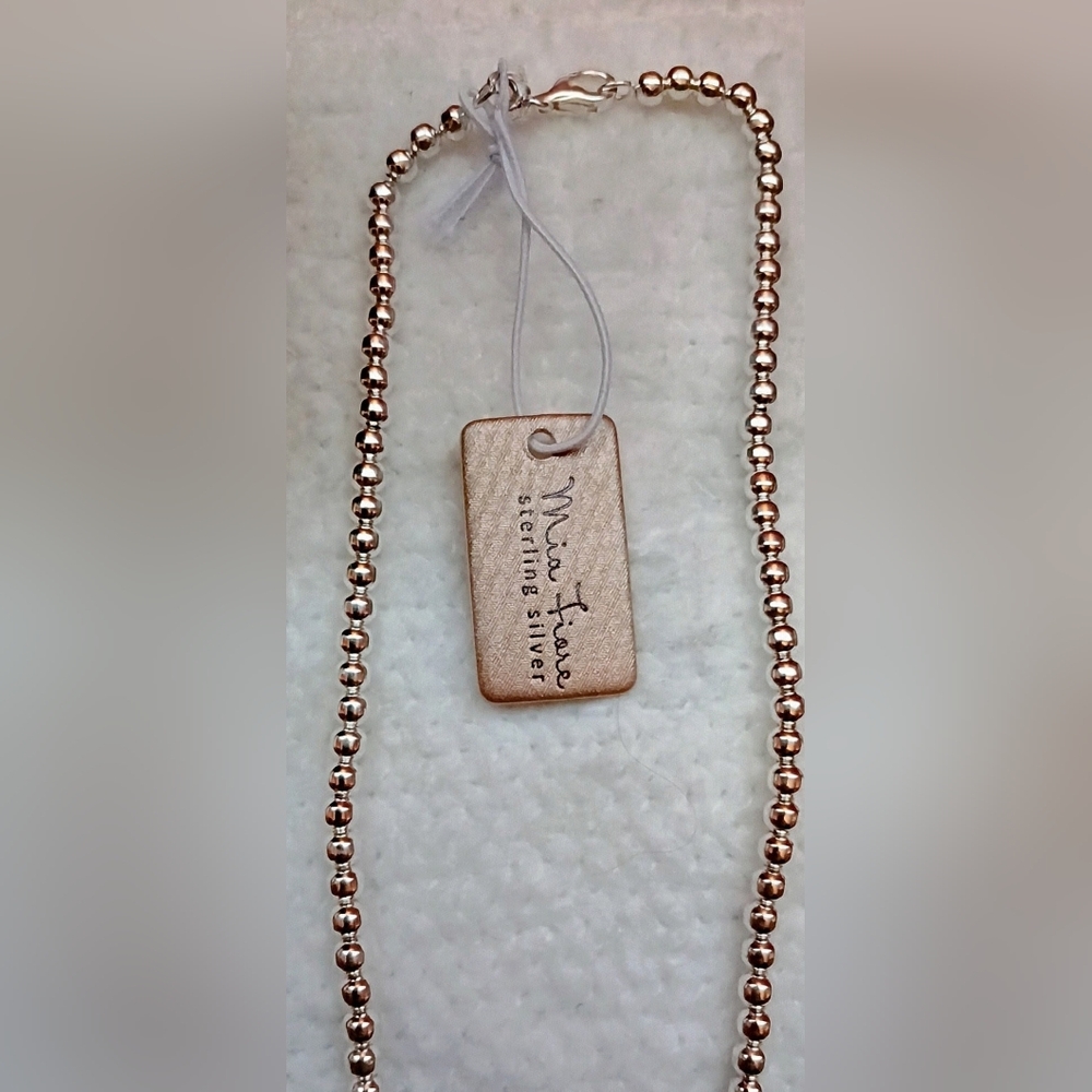 NWT Mia Fiore Sterling Silver Hollow Granulated Ball Bead Necklace.